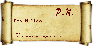 Pap Milica névjegykártya